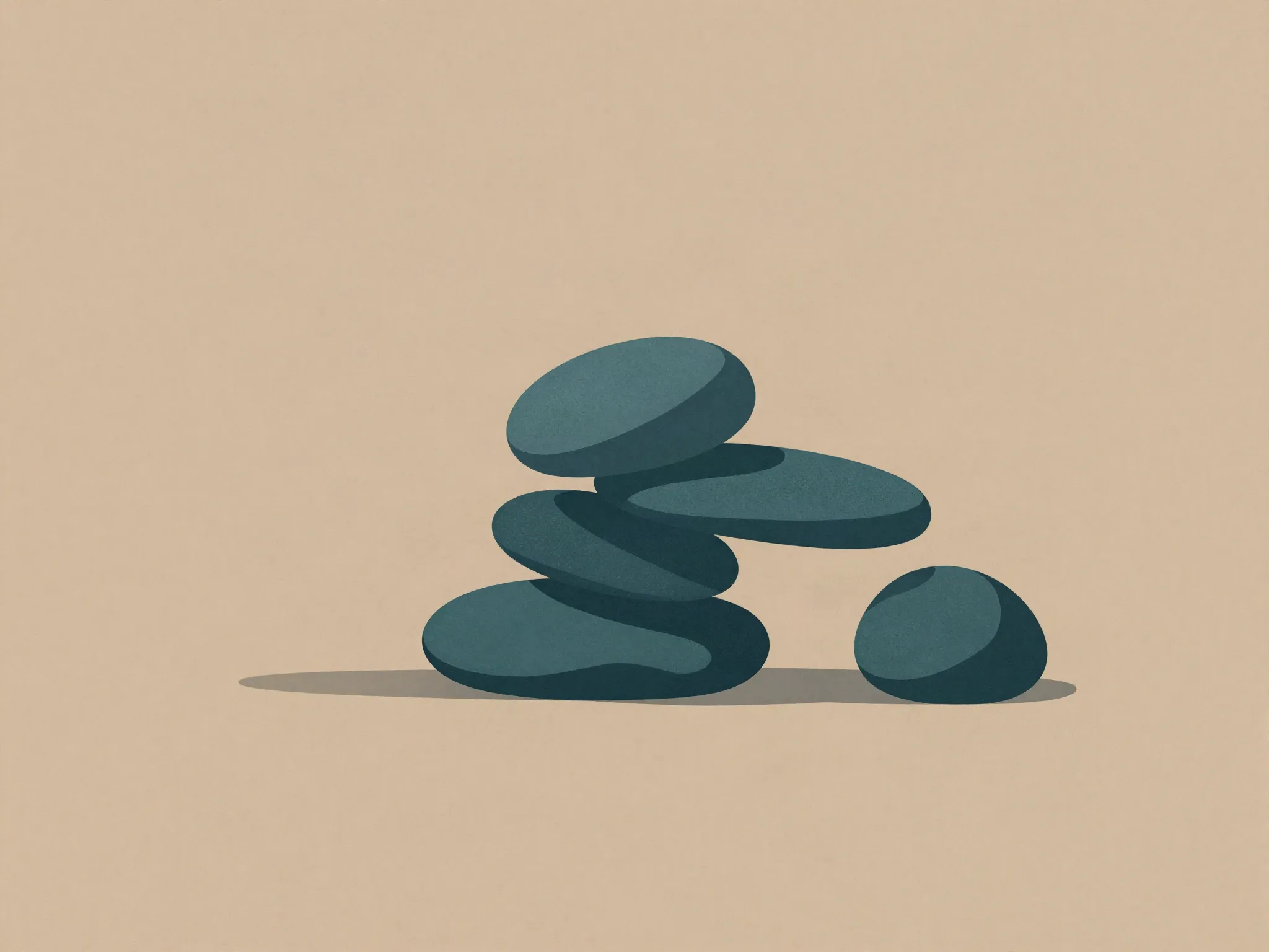 Three smooth stones stacked in perfect calm balance
