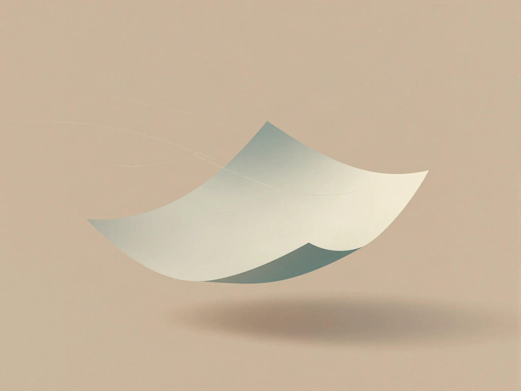 A single sheet of paper floating weightlessly on a calm breeze